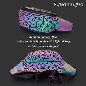 Riñonera de Cuero Reflectante Geométrica Bagnex, Bolsa de Cintura y Pecho Holográfica Luminosa para Hombre y Mujer - Product Image 3
