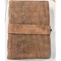 Carnet en cuir véritable avec papier à bords festonnés blancs et cadenas, fait main, à prix de gros