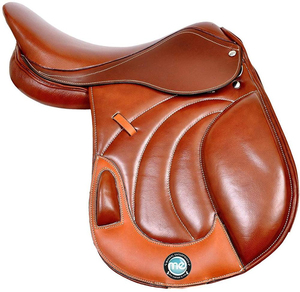 SPLEND ENTERPRISES Silla de Montar Inglesa de Cuero Marrón con Costuras Rosas, Transpirable, Ecológica, de Secado Rápido, Estilo Casual - Product Image 1