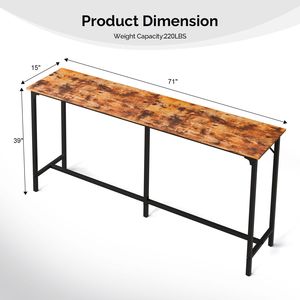 Tavolo da Bar 71 Pollici, Capacità 209 Libbre, Marrone, Altezza Pub, Piano in MDF Resistente, Struttura in Metallo per Cucina/Bar - Product Image 3