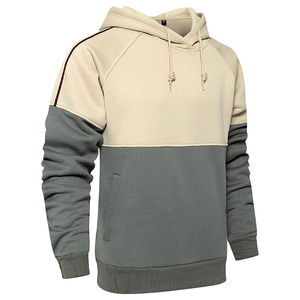 เสื้อฮู้ดผู้ชายสีเบจและสีเทาเข้มแบบมีเชือกผูก OEM ODM ขายส่งเสื้อผ้า - Product Image 5