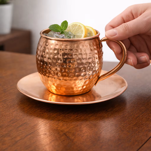 Taza de vidrio martillado de cobre, juego de regalo de lujo de vidrio y cobre hecho a mano, regalo personalizado, vidrio de cobre de lujo - Product Image 1