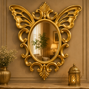 Botanica Bloom Wooden Carving Oval <b>Wall</b> <b>Mirror</b> Handcrafted Floral Frame Decorative Statement Accent Premium Luxury Home Decor - Product Image 4