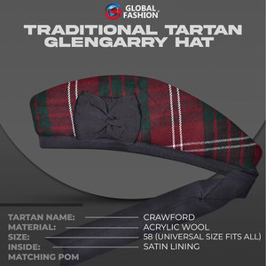 Gorra Escocesa Glengarry con Trenzas Decorativas y Lazos para Uniformes de Desfile - Product Image 3