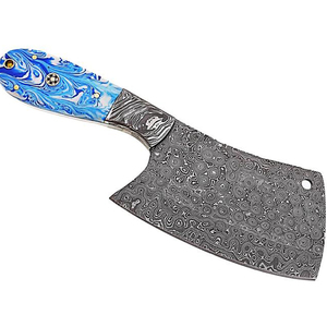 Couteau à viande artisanal en acier Damas avec manche en résine, lame pleine longueur, couteau de boucher, couteau de chef, couteau de cuisine, fabricant OEM ODM - Product Image 2