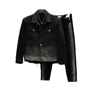 Men's Denim <b>Jacket</b> with Leather Patchwork <b>Jacket</b> <b>Trucker</b> Biker Jeans with Multi-pockets Low Price OEM Service - Product Image 5