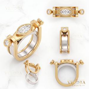 Boîtier de protection décoratif pour bague intelligente en argent sterling 925 massif, serti de moissanite taille marquise, bijou raffiné - Product Image 2