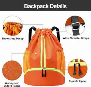 Sac à dos de sport en nylon noir Shagaf avec poches latérales en filet pour bouteilles d'eau et rangement de ballons de basket, capacité 30-40L - Product Image 2