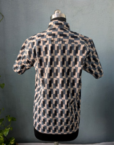 Chemise décontractée en coton à manches courtes pour homme, imprimé géométrique, col rabattu, style été - Product Image 5