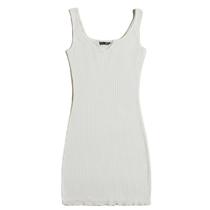 Minivestido de punto para mujer, cuello cuadrado, sin mangas, con volantes, cordón ajustable, ceñido al cuerpo, vestido de fiesta de verano - Product Image 2