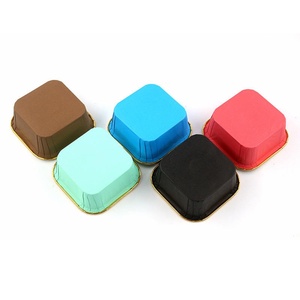 Moldes de Papel Cuadrados Ecológicos Desechables y Reciclables, Aptos para Horno, de Doble Cara, con Interior Dorado para Muffins, Cupcakes y Repostería - Product Image 2