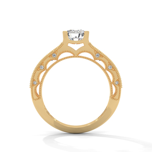 Anillo de Compromiso con Diamante Cultivado en Laboratorio, Anillo Vintage de Media Eternidad con Moissanita Redonda Brillante para Mujer - Product Image 3