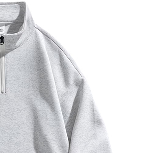 Sudadera de hombre con media cremallera, estilo urbano, cuello alto, 100% algodón, con logo personalizado, jersey transpirable de verano - Product Image 3