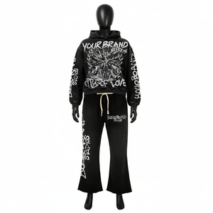 Custom <b>Y2K</b> Streetwear Men's 100% Cotton Breathable Eco-Friendly Graphic Hoodie T-Shirt Baggy Sweatpants Shorts <b>Vintage</b> Clothing - Product Image 5