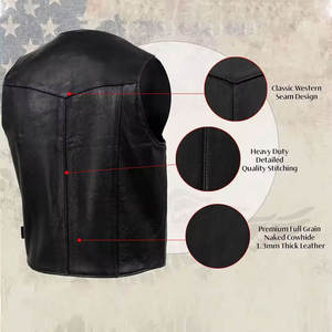 Professional % Genuine Leather Sleeveless Windproof <b>Plus</b> <b>Size</b> Motorcycle Riding Vest Racing Safety Vest for <b>Bikers</b> Made - Product Image 6