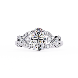 Anillo de Compromiso de Diamante Ovalado Platino con Diamantes Laterales Naturales, Certificado GIA, Joyería Clásica para Mujer - Product Image 1