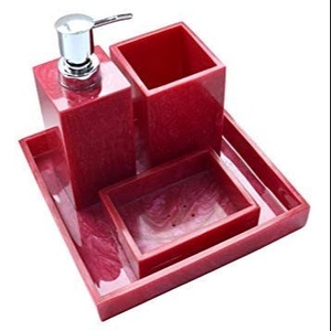 Luxury Handmade Resin Bathroom Accessories <b>Set</b> with <b>Soap</b> Dispenser Toothbrush Holder Tumbler and Tray Modern Decorative Bath - Product Image 1