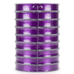 Cinta de satén morada de una sola cara de 12 mm, fabricante OEM, paquete de 10 rollos x 8 metros para embalaje de boutique, lazos florales y recuerdos de fiesta - Product Image 1