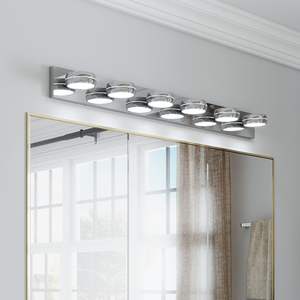 Modern 43in LED <b>Vanity</b> <b>Lights</b> 18W 6 <b>Light</b> Bathroom Fixture with Chrome Bath <b>Mirror</b> Modern Bath <b>Light</b> Bar Lighting - Product Image 1