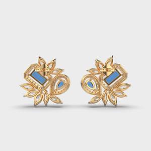 Pendientes de Oro Rosa con Esmeraldas Azules, Pendientes Colgantes de Flor con Diamantes, Joyería de Racimo de Pera Marquise para Mujer - Product Image 2