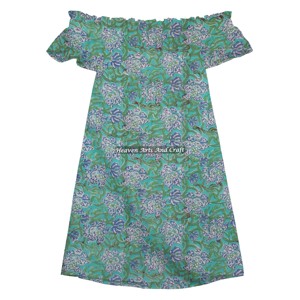 Vestido de Moda al por Mayor para Mujer y Niña, Elegante, Personalizado, Asimétrico, de Algodón, con Hombros Descubiertos y Manga - Product Image 3