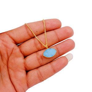 Collar con Colgante de Drusa Natural, Joyería Boho Chic Hecha a Mano en Latón Chapado en Oro de 18K para Mujer, Proveedor Mayorista - Product Image 5