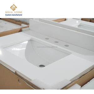 73 "Anti-Dumping Duty Free Ultra-Compact Hospitality Project Hotel Artificial Quartz Stone Restroom Benchtop w/ Dual Sink - Product Image 5