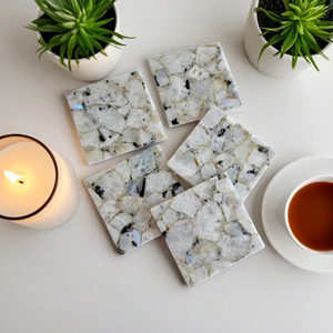 แผ่นรองแก้วมูนสโตนสีรุ้งขายดี ขายส่งหินสีขาวธรรมชาติและแผ่นรองแก้วดีไซน์สวยงามสำหรับตกแต่งโต๊ะและของตกแต่ง - Product Image 3