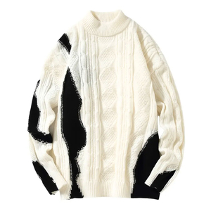 Herren Einfarbiger Strickpullover Langarm Regular Fit Dicker Winterpullover 100% Acryl 14 GG - Product Image 1