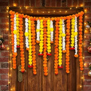 Artificial Marigold Flower Garland Backdrop with Orange Yellow <b>White</b> <b>Hanging</b> Strings for Wedding Festival and Home Decoration - Product Image 3