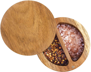 Boîte à épices en bois d'acacia avec couvercle rotatif, compartimentée, pour épices et biscuits, vente en gros - Product Image 3