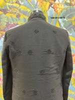 Sherwani noir brodé à la main, style indo-occidental, à motifs géométriques, tenue de mariage ethnique pour homme, costume en soie de designer architectural pour événements d'élite