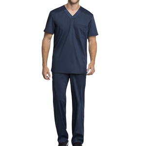 Ensemble de blouses médicales bleu marine à col en V pour hommes 2026, manches courtes, uniforme de travail hospitalier, pantalon inclus - Product Image 1