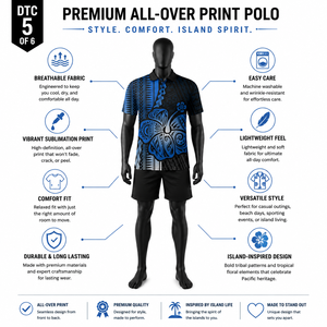 Nouvelle Arrivée 2026 – Polo Homme Personnalisé à Imprimé Tribal Polynésien, Respirant, Sublimation, Manches Courtes, Décontracté, Vêtement de Golf, Vente en Gros - Product Image 5