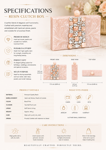 Bolso de Mano Rectangular Rosa de Resina con Decoración de Perlas y Diamantes de Imitación, Estilo Bohemio, para Mesa de Boda, Origen Uttar Pradesh, Personalizado - Product Image 5