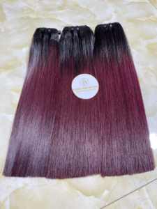 Venta al por mayor de cabello humano liso de hueso BundlesSuper doble dibujado cabello virgen color púrpura Super doble dibujado cabello crudo - Product Image 4