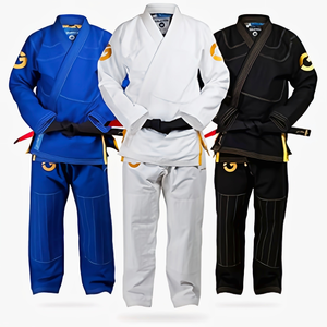 Uniforme de Artes Marciales de Grado Profesional, Gi Blanco con Mezcla de Algodón Resistente y Cinturón Rojo Brillante para Entrenamiento y Práctica - Product Image 1
