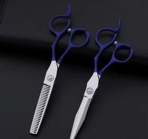 Ciseaux professionnels pour laisser des mèches de cheveux, lame en acier inoxydable, manche bleu, 30 dents, pour droitiers, usage en salon - Product Image 1