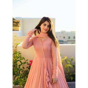 FANCY GEORGETTE FORRO DE TRABAJO PANTALÓN CON DUPATTA BABY PINK - Product Image 6