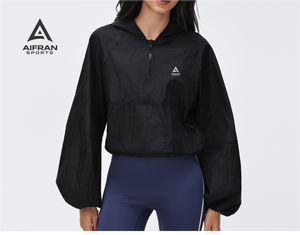 AIFRAN Sweat à capuche court pour femme, séchage rapide, quart de zip, protection solaire UPF 50+, respirant, haut de sport d'extérieur, pull d'entraînement, vente en gros - Product Image 1