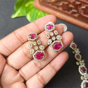 Victorian Ruby Diamond Fine Jewelry Set in 18K White and Rose Gold - Product Image 3