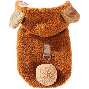 Manteau chaud en polaire polyester pour chat avec capuche et pompon pour petits chats, vêtements d'hiver unisexes, design doux et confortable - Product Image 2