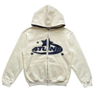 Sweat à capuche zippé violet Mars Attic pour homme, coupe oversize, en polaire, style streetwear, avec logo imprimé en relief sur le devant - Product Image 2