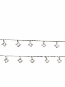 925 Sterling Silver Geometric Dangle Charm <b>Anklet</b> for Women High Polish Minimalist Diamond Shape Design Daily Wear - Product Image 3