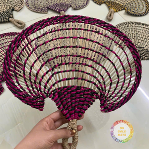 พัดแขวนผนังงานฝีมือจากหญ้าทะเล นิ่นบิน สไตล์แอฟริกัน ทำด้วยมือ ของตกแต่งผนังแบบโบราณ ของตกแต่งบ้าน ขายส่ง - Product Image 5