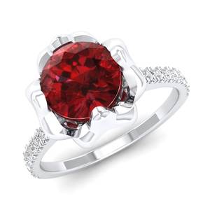 Anillos REYES de Plata de Ley 925 de Primera Calidad con Granate Natural y Moissanita Certificada por GRA para Mujer, Joyería Fina - Product Image 2