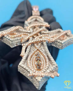 Pendentif Croix Religieuse avec Diamants de Laboratoire VVS en Argent Sterling 925 pour Hommes Bijoux - Product Image 2