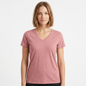 Camiseta de Algodón Peinado de Primera Calidad para Mujer, Cuello en V, Estilo Minimalista, Streetwear, Hombros Caídos, Camisetas de Verano - Product Image 2