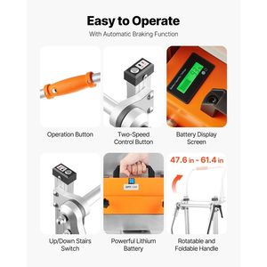 Carrello Elettrico Saliscale con Capacità di 200 kg, Manico Pieghevole in Corda Rinforzata da 400 cm, Carrello Elettrico per Trasporto Pesante - Product Image 6