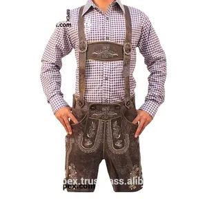 Obter on-line bermudas bavarian alemão plattler lederhosen charcoal personalizado, mais recentes shorts alemão de couro genuíno